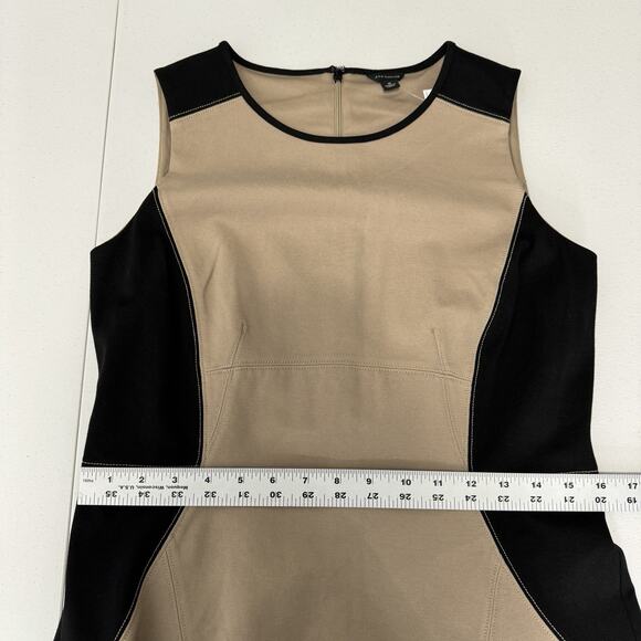 Ann Taylor Womens Dress 8 Tan Colorblock Ponte Knit Slimming Career Old Money - Picture 7 of 13